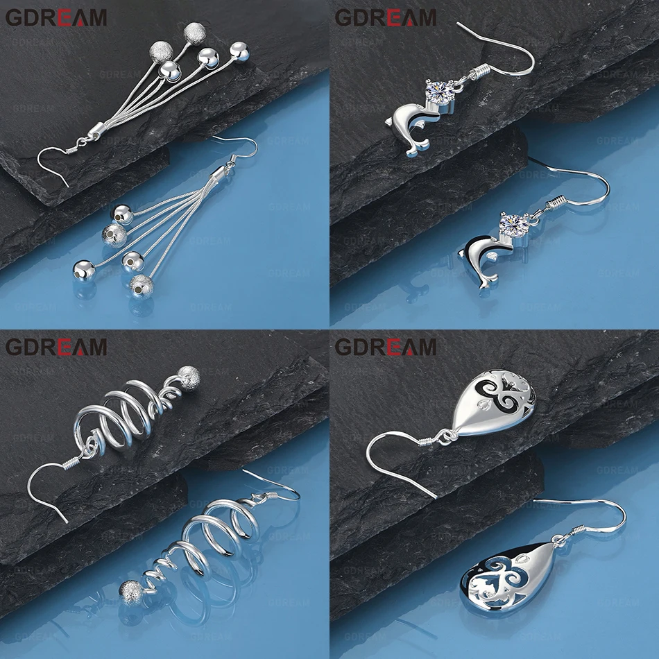 

GDREAM 925 Sterling Silver Dolphin Zircon Earrings Cute Women Unique Accessories Party Jewelry