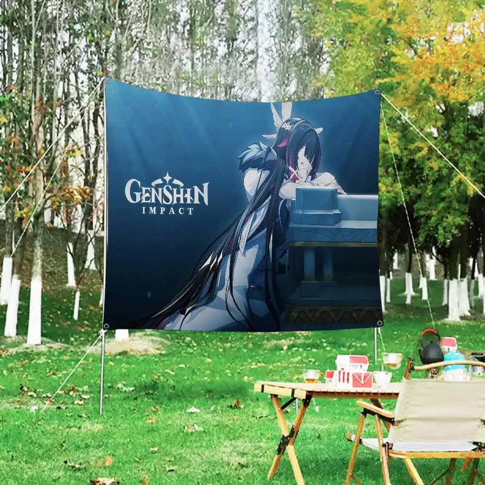 Popular C-Columbia G-Genshin I-Impact Printed Large Flag Art Science Fiction Room Home Decor Decor Banner