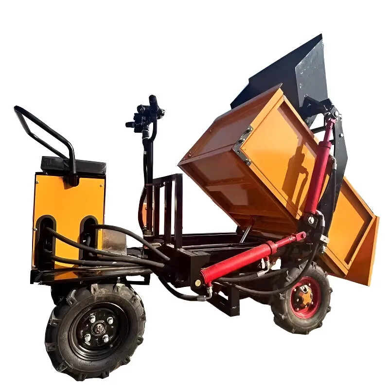 Electric gray bucket truck self-shoveling self-loading self-unloading hydraulic dump truck