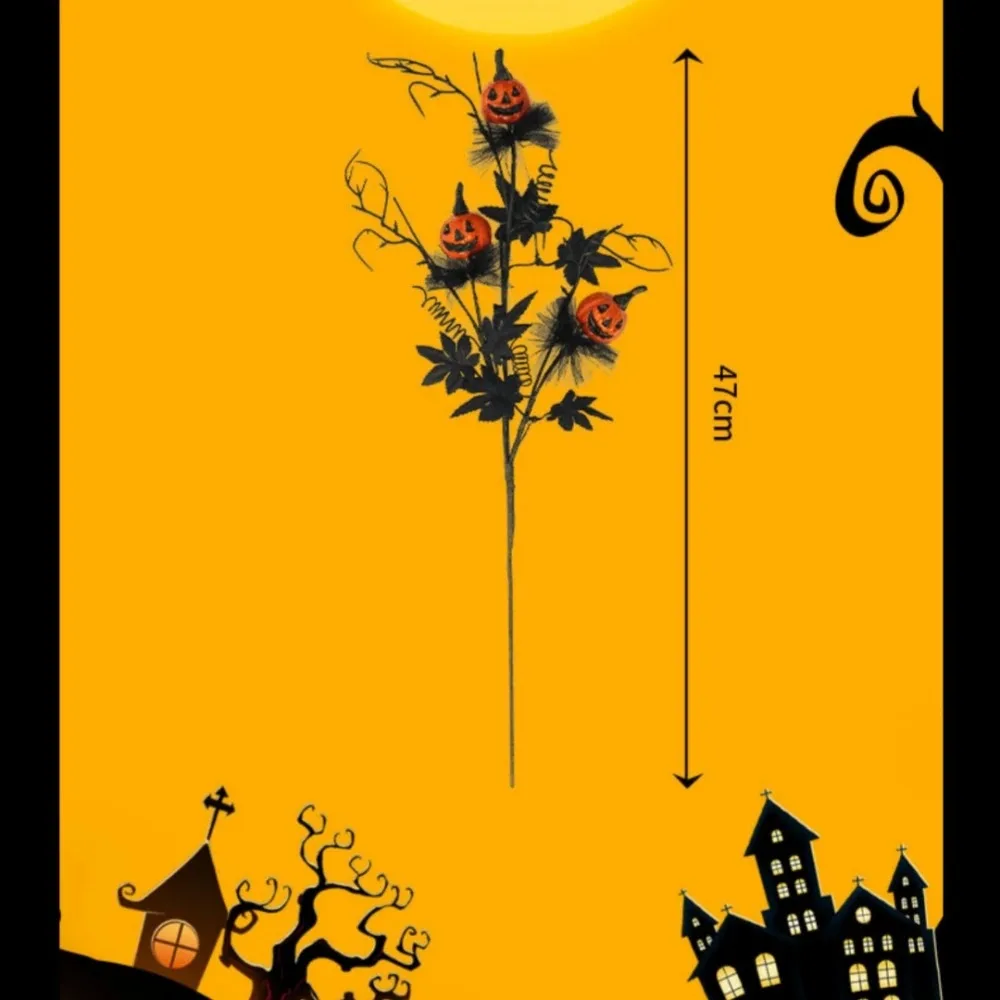 3/6/12PCS Halloween Pumpkin Floral Picks, Artificial Black Branches with Jack O Lantern, Spooky Vase Filler, Party Home Decor