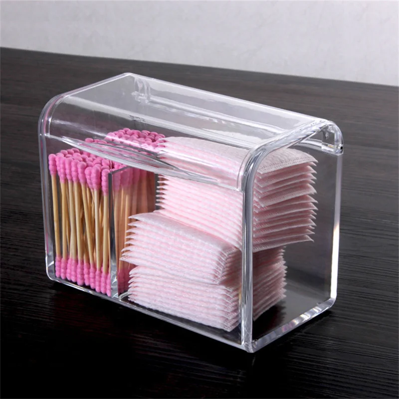 Dustproof Makeup Cotton Pads Storage Box Plastic Cosmetic Swabs Storage Containers With Lid Transparent Cotton Swab Holder