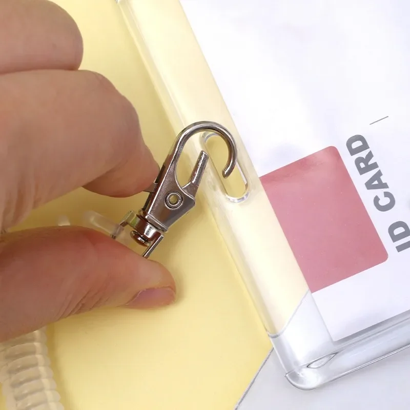 INS Horizontal Vertical Acrylic Cards Sleeve with Spring Lanyard Chain ID Card Idol Card Slot Transparent Card Case Protective
