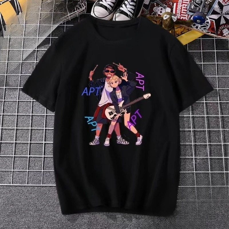 

Футболка ROSE & Bruno Mars APT New Song с графическим принтом и круглым вырезом, топ с короткими рукавами, летний топ унисекс в стиле ретро в стиле хип-хоп, панк