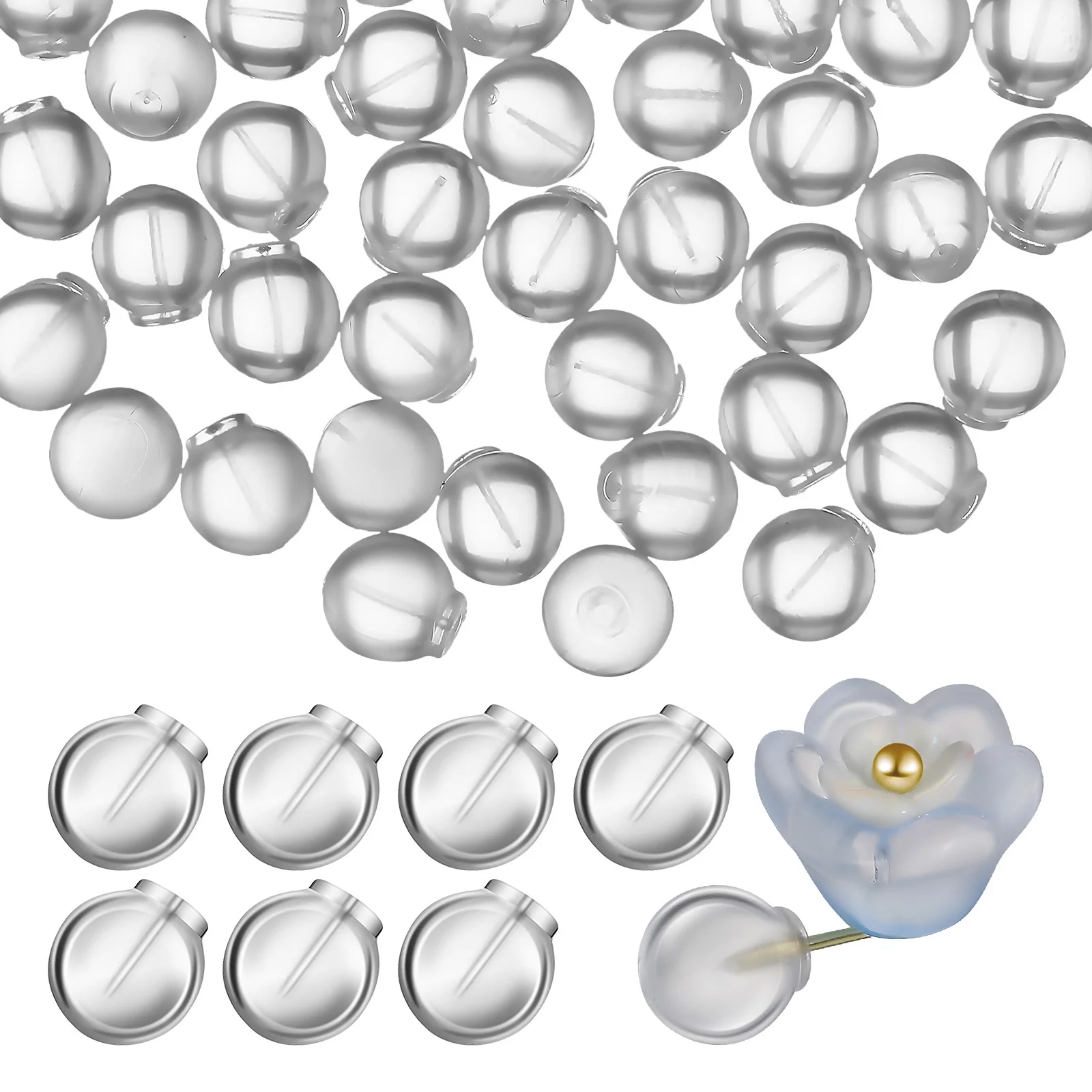 50 قطعة من سدادة ظهور القرط، تثبيت آمن، سهلة الاستخدام، ملابس مريحة من مادة Tpe، إكسسوارات أقراط للنساء