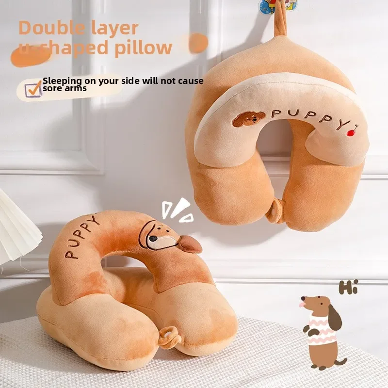 

1pcs PP Cotton Cartoon U-Shaped Neck Pillow for Office Nap Travel & Airplane Portable Cervical Support Pillow Removable Cover