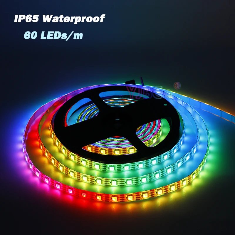 Imagem -04 - Rgb Tira Conduzida 5v 30 60 144 Leds m Ws2812b Atualizado Endereçável Sinal Duplo Ws2811 ic Pixels Fita de Luz 1m 2m 3m 4m 5m Ws2813 5050