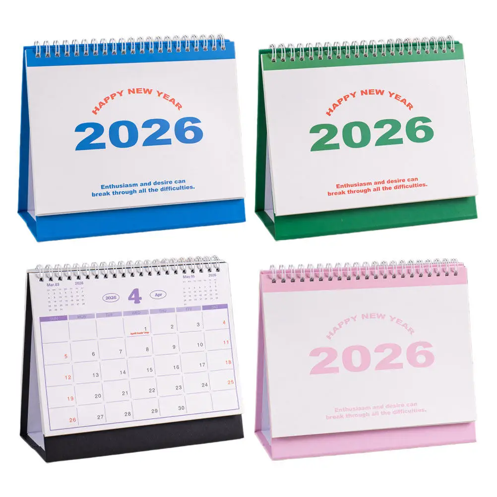 

Набор из 4 настольных календарей на 2026 год, откидные, с английским дизайном, для отслеживания привычек, ежемесячный планировщик для офиса, дома, школы