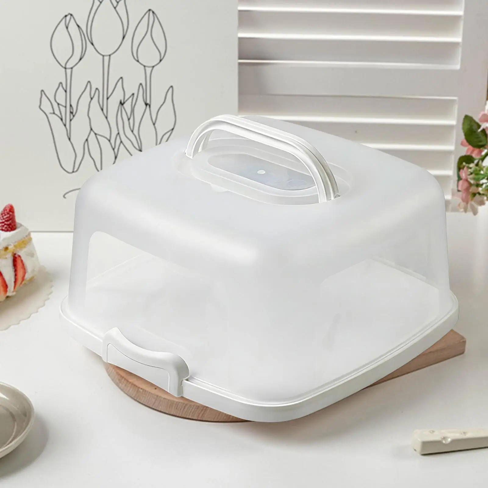 

Пластиковая коробка для торта со складной ручкой, контейнер для кондитерских изделий, коробка для десертов, чехол-контейнер, сервировочный поднос для путешествий, держатель для торта