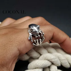 Coconal Men Women Vintage Bohemian Frog Toad Animal Carving Womens Ring For Female Mens Rings Christmas Party Jewelry Gift