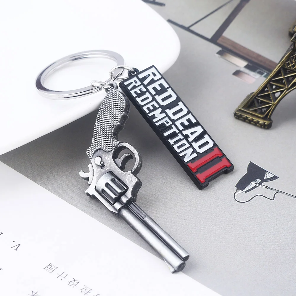 Game RDR2 Arthur Morgan Revolver Model keychain Red Dead Redemption 2 Bag Car Pendant Fans Cosplay Gift For Men Women Jewelry gallery 1