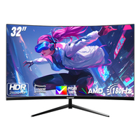 Gawfolk Curved Monitor 32 Zoll 180Hz, 1500R Gaming PC Bildschirm QHD (2560 x 1440p), Rahmenloses Computerbildschirm mit FreeSync