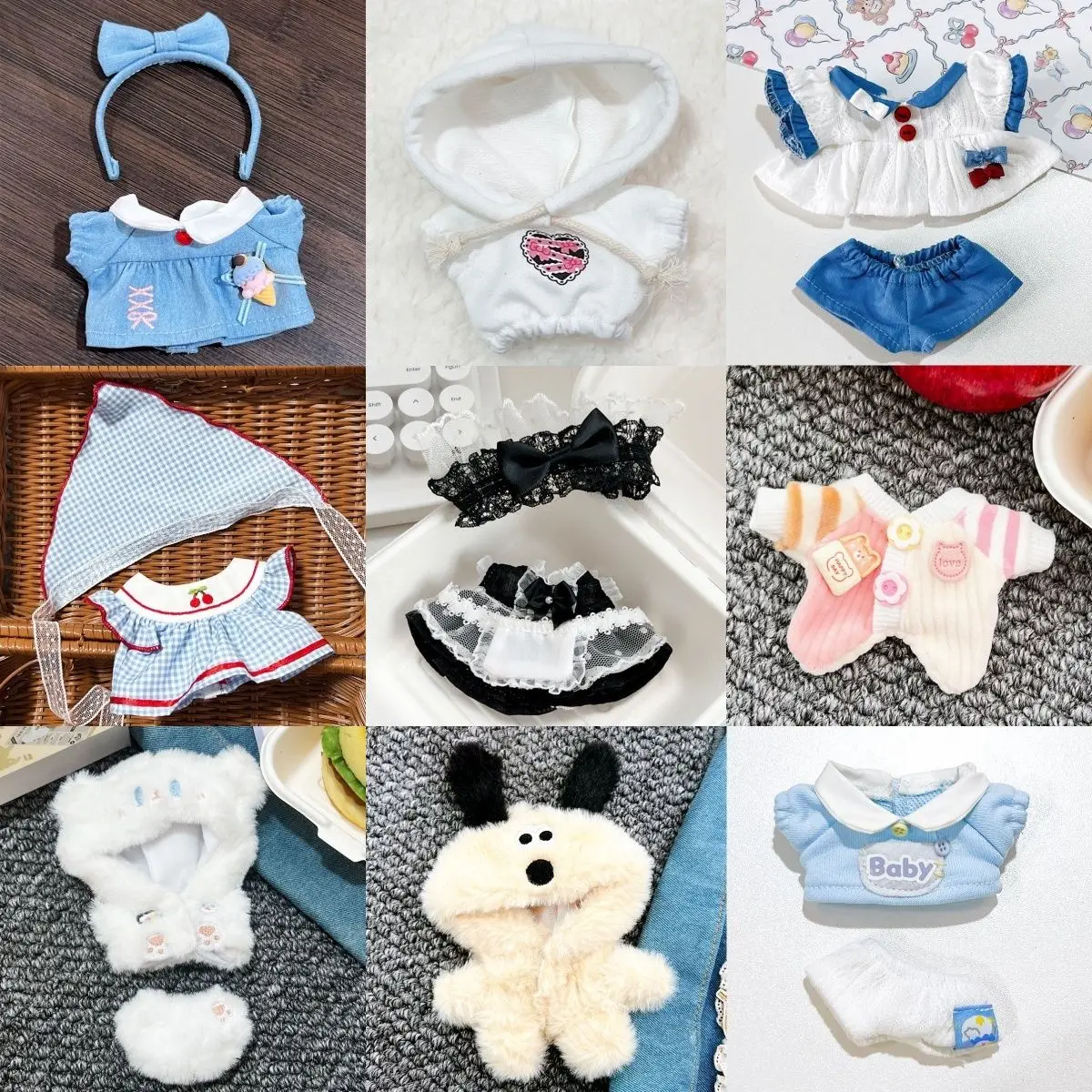 10CM Doll Clothes Gift Multicolor Accessories  Dress Suit Cosplay Photo Props Hairband Suspender Cotton Stuffed Doll