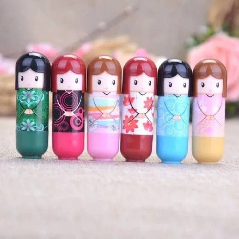 Lip Balm Kimono Doll Pattern Lipstick Cartoon Colorless Lip Gloss Moisturizing Anti Chapped Lip Glosses For Dirl Woman Lip Care