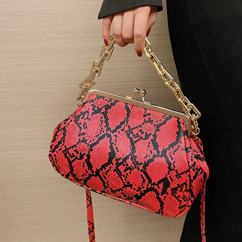 

Vintage Snake Pattern Shoulder Bag Chain Women's Bag Shell Bag Women Handbag Crossbody Bag