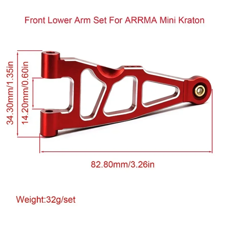 1/16 Aluminum Front Lower Arm Set For ARRMA 1/16 Mini Kraton RC Car Upgrades Parts