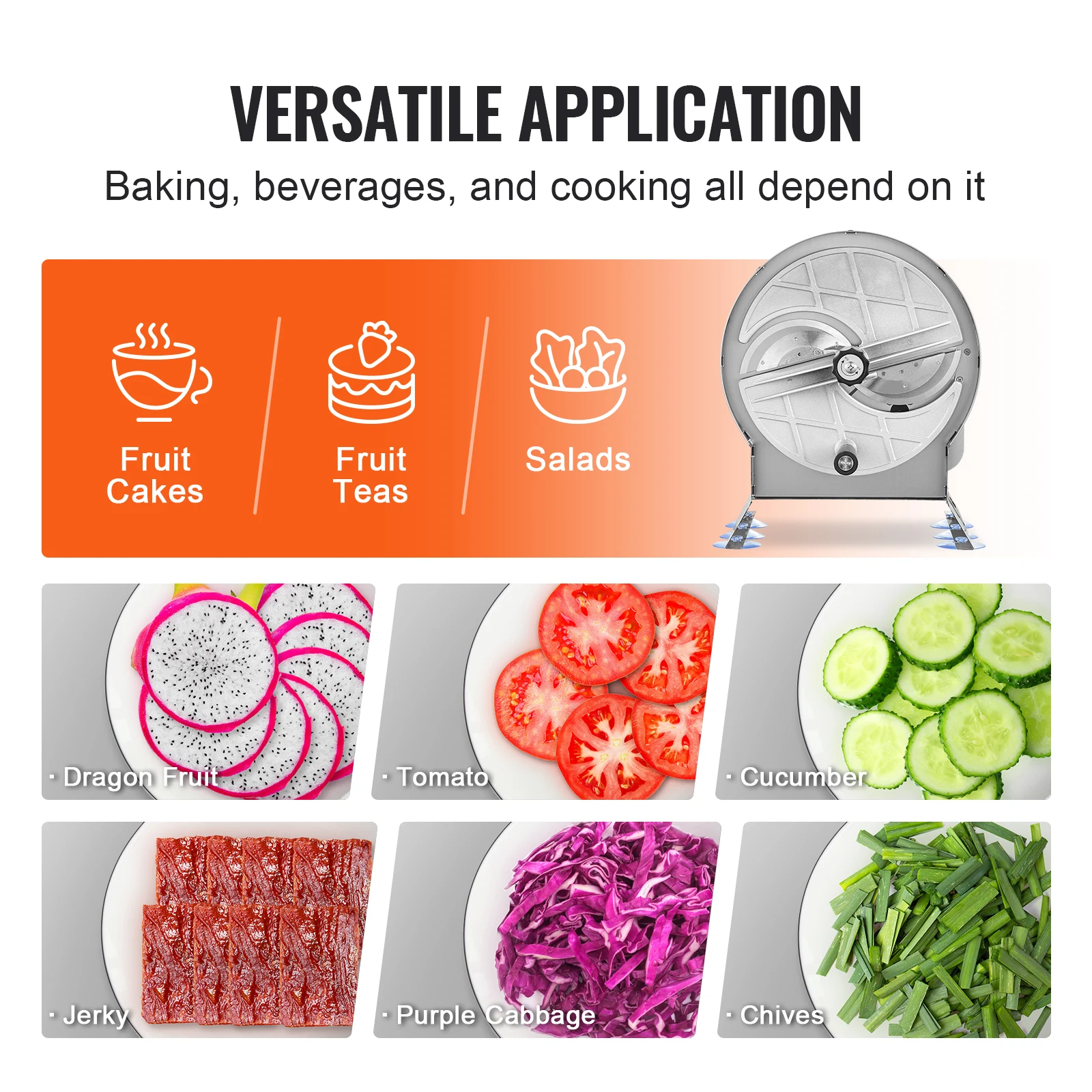 VEVOR-Fatiador Manual de Vegetais e Frutas, Cortador Ajustável De Alimentos, Máquina De Fatiador Comercial, Cortador De Alimentos, 0-0.5 ", Espessura De 0-12mm