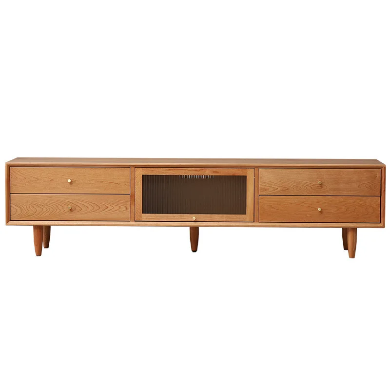 Light luxury solid wood log color TV cabinet cherry wood, audio-visual cabinet furniture