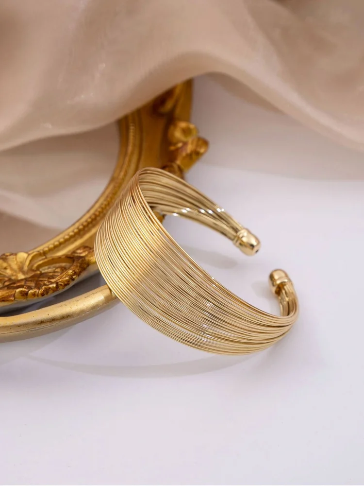 

Многослойный открытый браслет-цепочка RicAn Sle с геометрическим дизайном, металлический браслет для женщин, экстравагантный, индивидуальный стиль