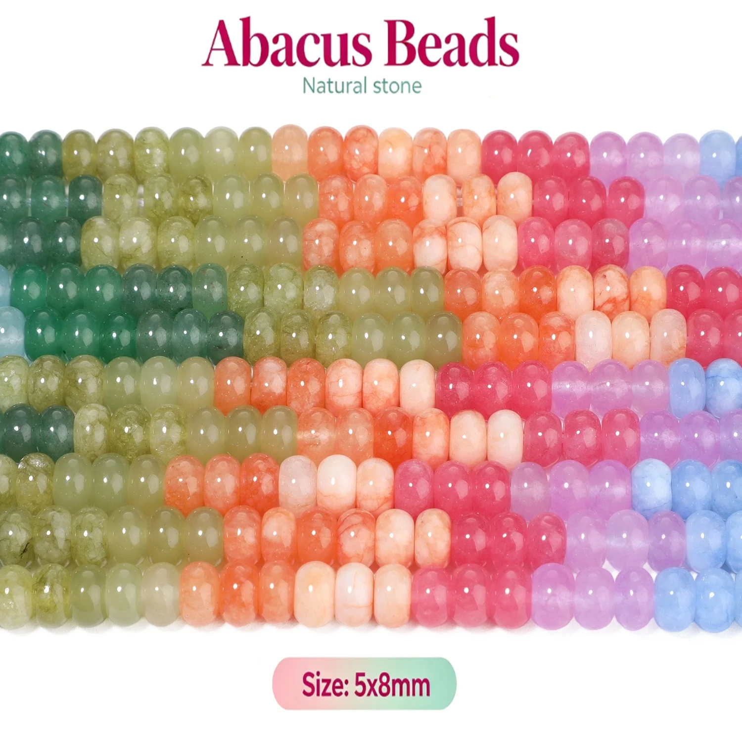 Colorful Abacus Rondelle Beads 5x8mm Flat Round Loose Stone Beads For Jwelry Making DIY Crafts Bracelets Necklace Accessories