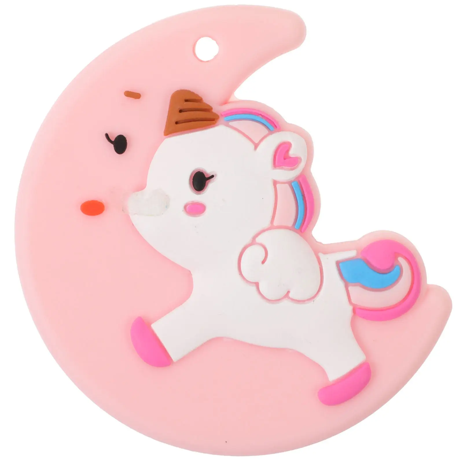 1Pcs Lovely Unicorn Silicone Teether for Babies Teething Relief Safe Non-Toxic Infant Soother Unicorn Charm DIY Pacifier Chain