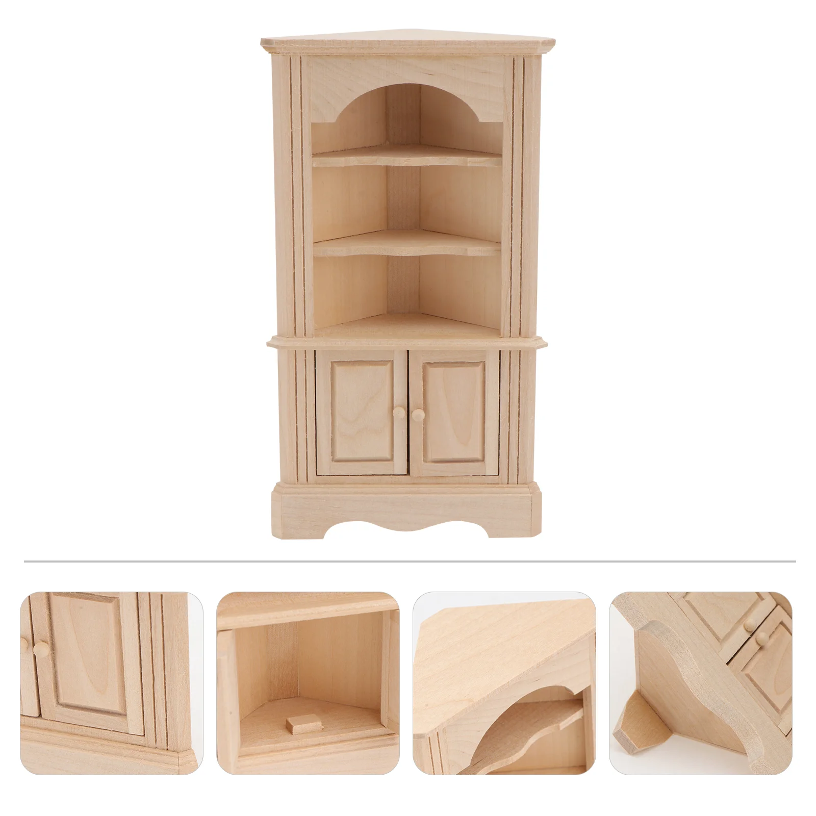 

House Triangle Cabinet Mini Simulation Accessory Models Triangular Wooden Adornment