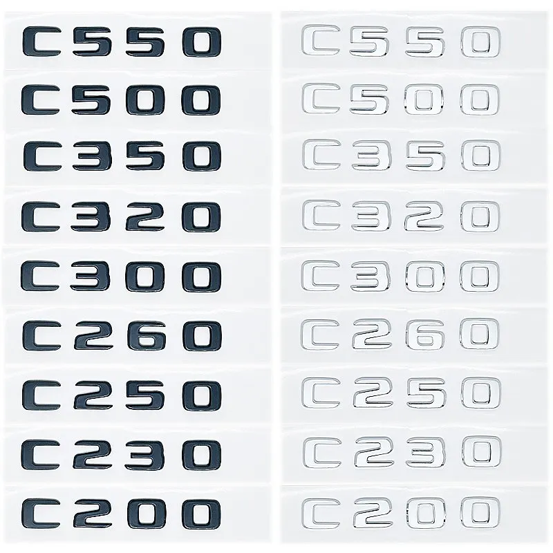 3D ABS Chrome Car Rear Trunk Emblem Badge Letters for Mercedes C180 C200 C220 C250 C300 C350 4MATIC Logo W205 W204 Chrome Access