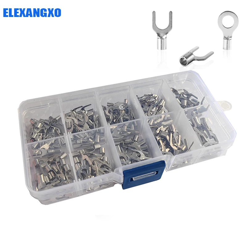 320/225Pcs U-SNB O-RNB  Copper Terminal Bare Copper Fork Y-Shaped Copper Lug Cord Cord Terminal Connector 1.25-3 4 2-3 2-4 3.5-6