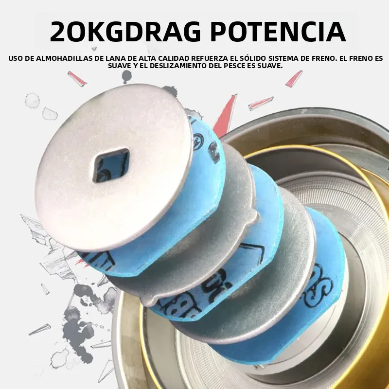 DEUKIO Long Shoot – Carrete giratorio de aluminio para agua salada - imagen 5