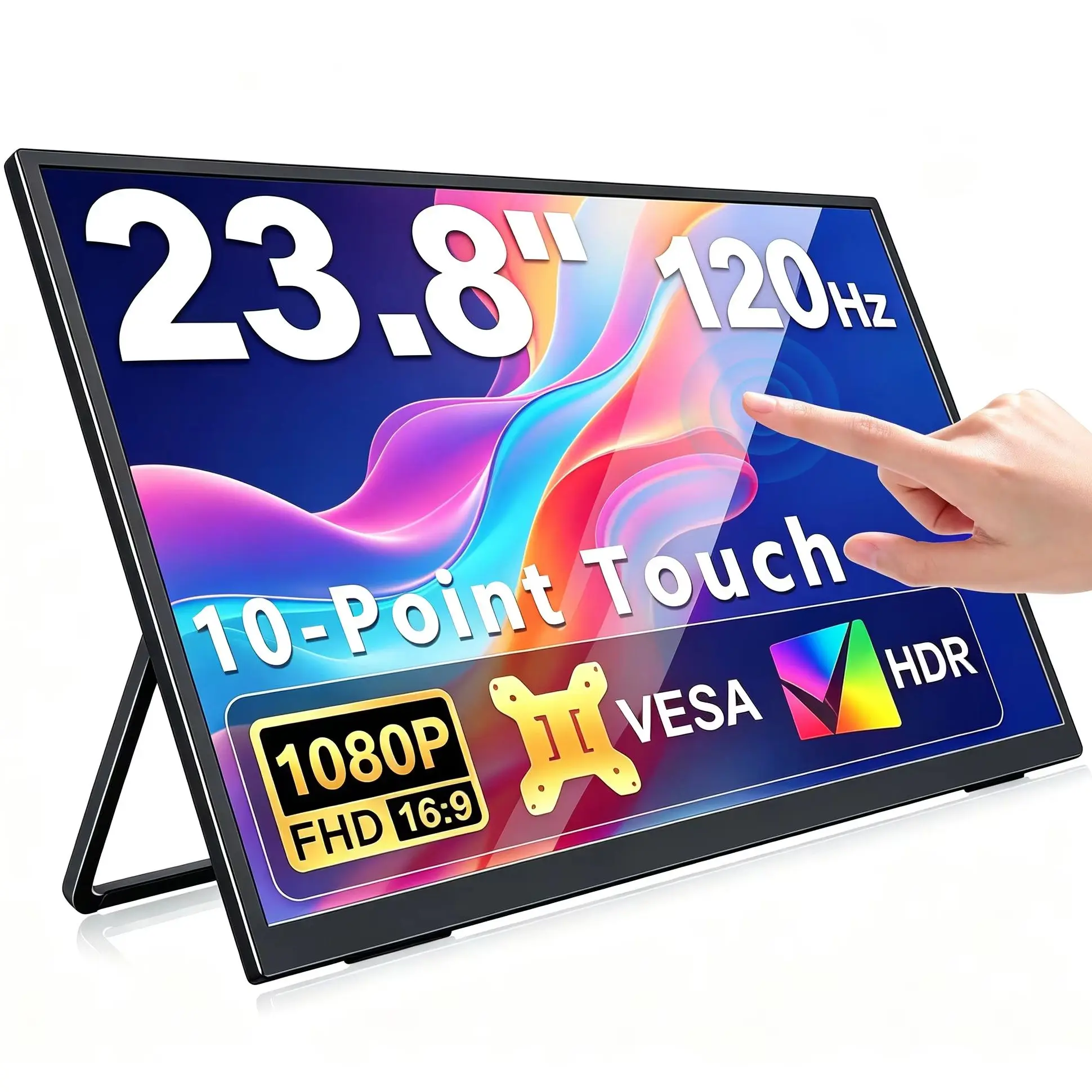 23.8 Inch 120Hz Portable Touch Monitor FHD 1920*1080P 100%sRGB IPS With Type-C Mini HDMI For Phone Laptop PC PS4/5 XBox Switch