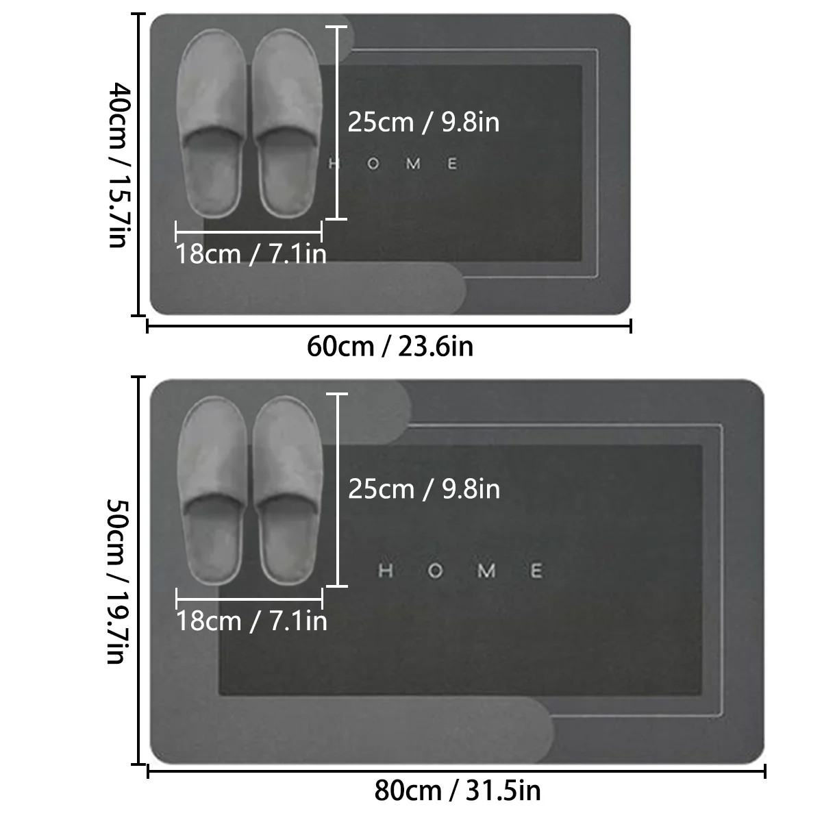 Thickened flannel absorbent bathroom soft floor mat simple shower room non-slip foot mat dirt-resistant entrance mat