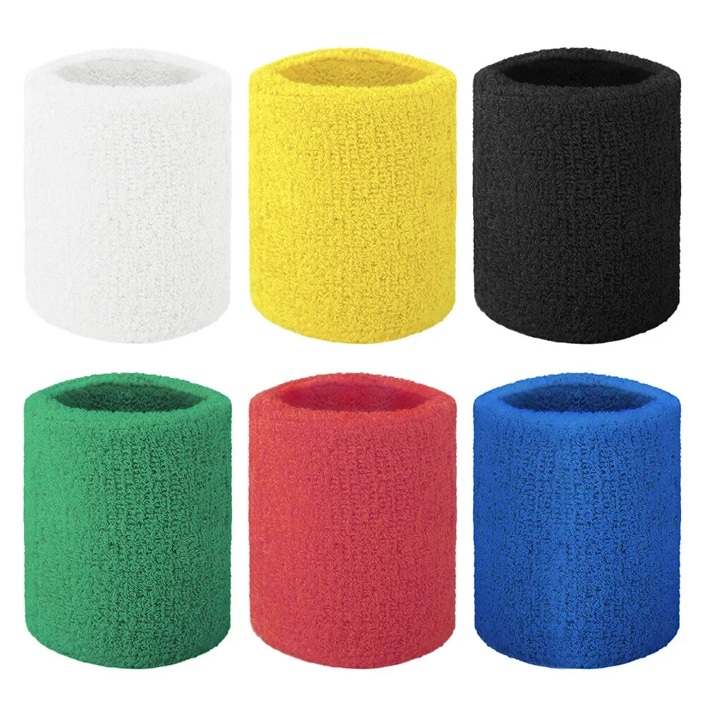 6-Piece Wrist Sweatbands Athletic Cotton  Cloth Tennis Wristband 3 Sizes