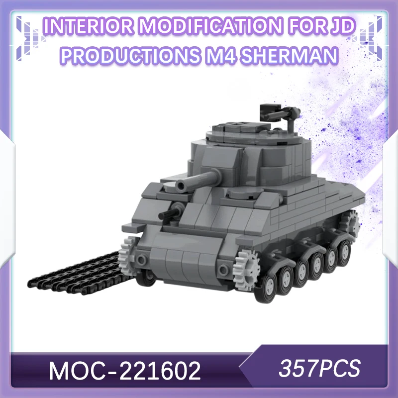 

357 шт., модификация интерьера военной войны для JD Productions M4, строительный блок Шермана, модель, набор кирпичей, креативные подарки MOC-221602