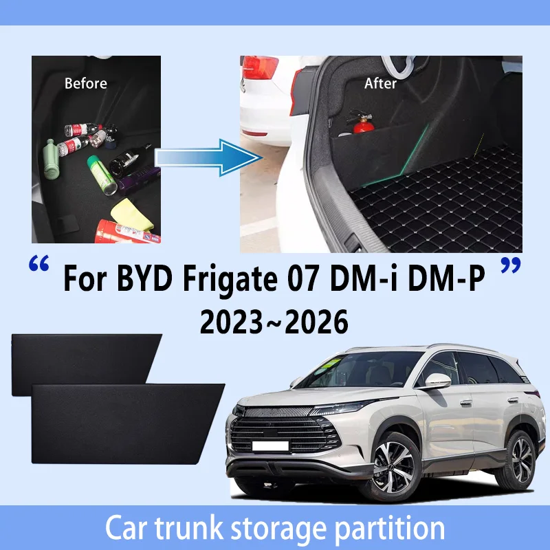 

Автомобильные аксессуары для BYD Frigate 07 DM-i DM-p 2023 ~ 2026 2025 24, перегородка для хранения багажника, многофункциональное хранилище, автозапчасти для интерьера