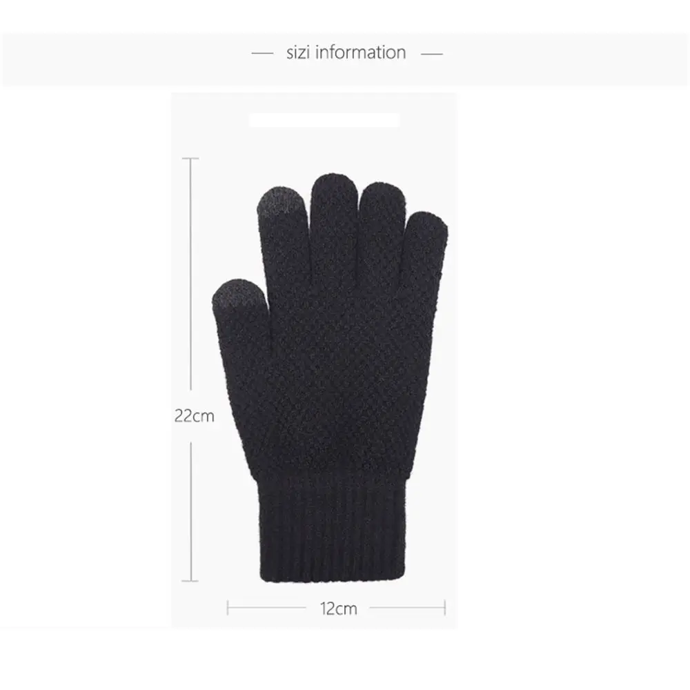 Guantes de lana informales para hombre y mujer, manoplas gruesas y cálidas para pantalla táctil, resistentes al viento y al frío