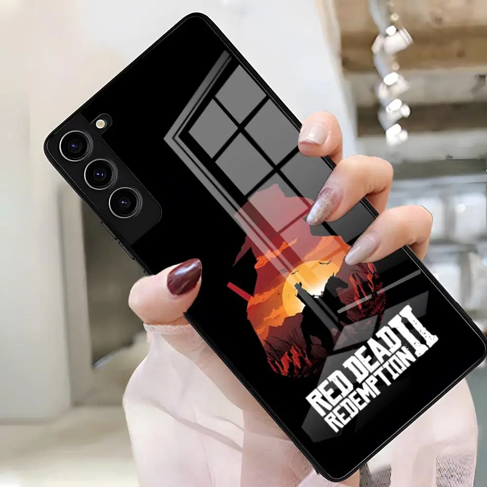 الأحمر الميت الفداء RDR2 قضية الهاتف لسامسونج A25 A13 A33 5G A54 A36 A35 A56 A52 A14 غطاء زجاجي مقاوم للصدمات