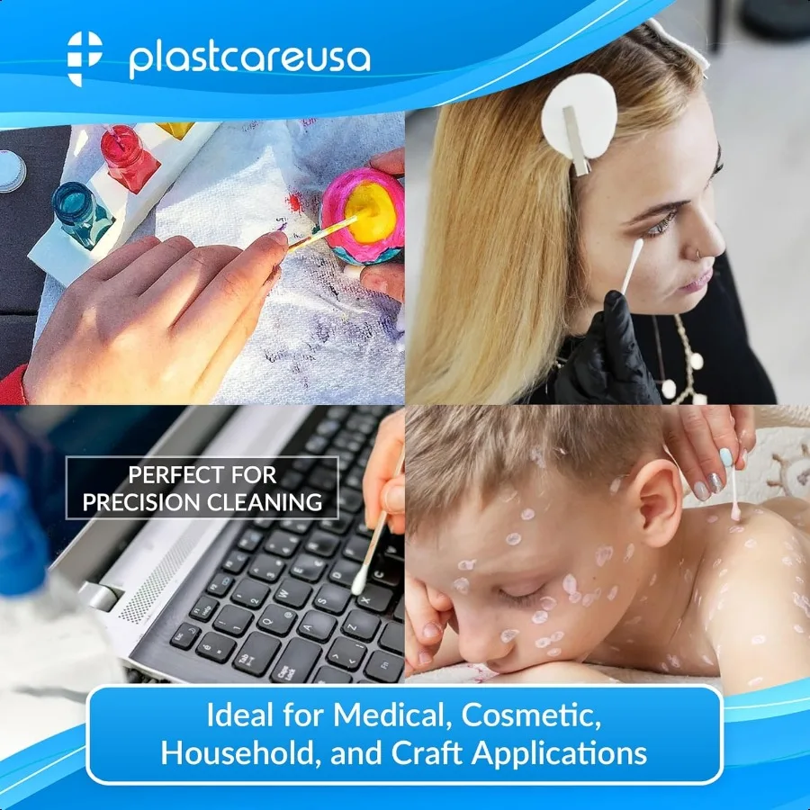 Cotton Tipped Applicators 3 Inch Non Sterile Cotton Swabs with Wooden Sticks Medical Cotton Tip Applicator for Multiple Uses 10