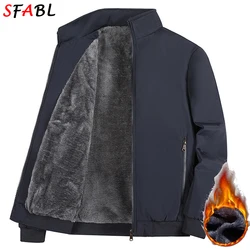 Fleece Lined Winter Jacket Men Casual Business Office Dress Coat Solid Color Thick Warm Men's Winter Jacket Parka Fleece Lining