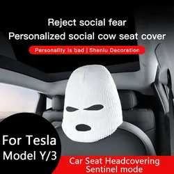 For Tesla Model Y Model 3 Car Seat Headcovering Personality Funny Hats Interior modification accessories Sentinel mode
