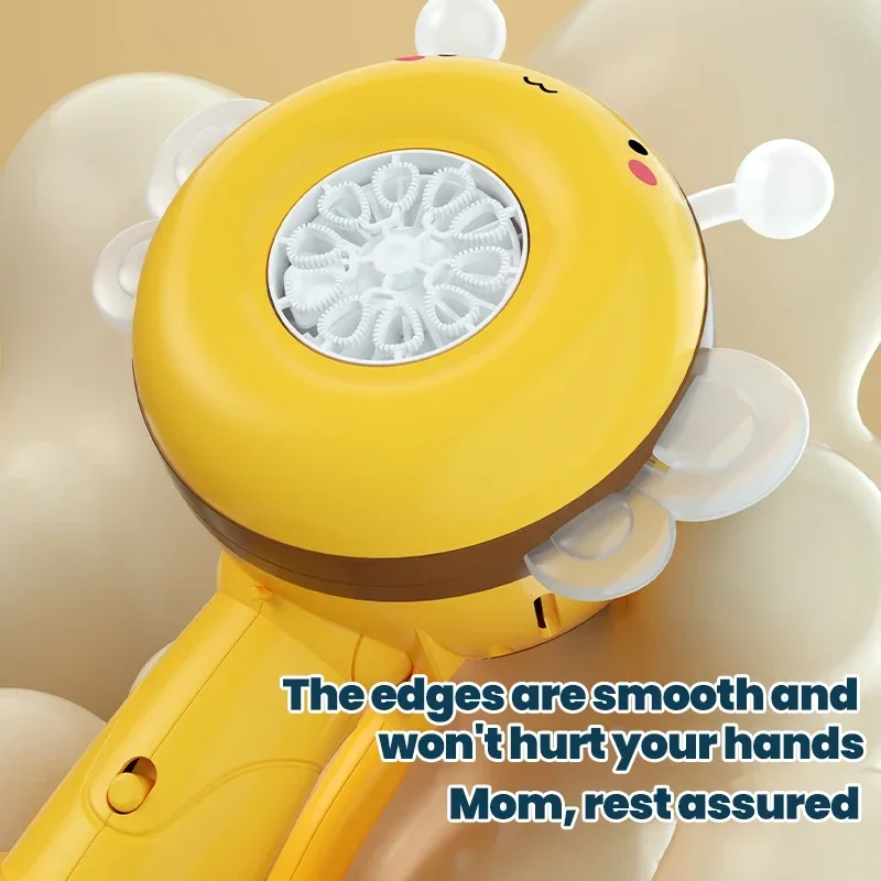 Máquina de burbujas de abeja, juguete eléctrico automático con cabeza móvil con luz para baile, fiesta al aire libre, soplador de burbujas, juguetes, regalos para niños
