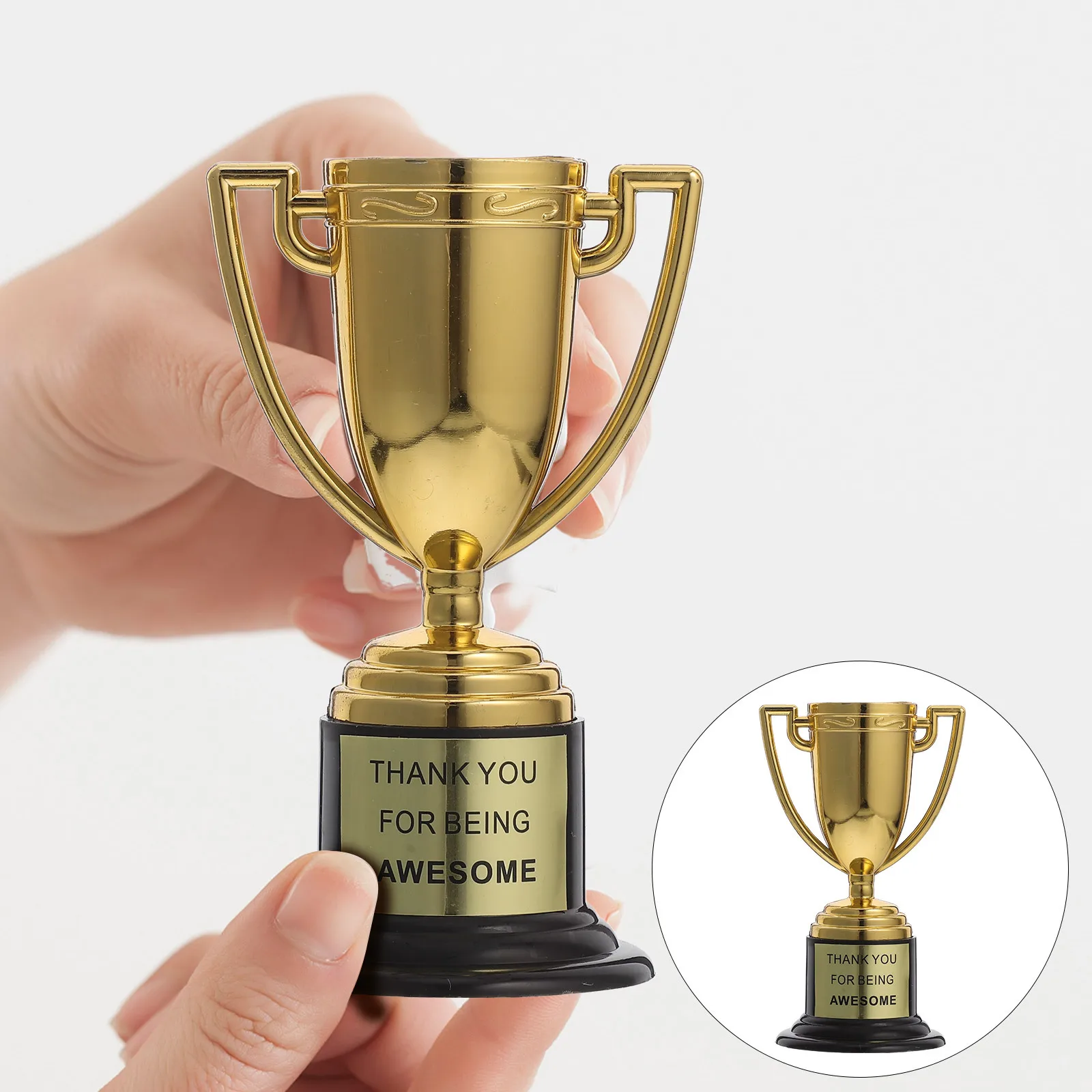 

6Pcs Mini Gold Trophies Elegant Plastic Sports Awards Party Favors School Competition Kids Participation Mini Trophies