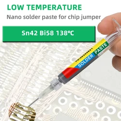 Pasta de soldadura de baja temperatura, punto de fusión Sn42bi58, 138 ℃, parche de PCB de reparación, pasta de flujo de soldadura LED