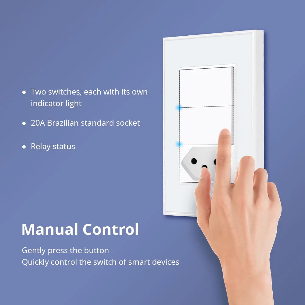 Zemismartチュウヤzigbee 20A tomadaブラジルで壁ソケットスマート壁ライトスイッチ2ギャングalexa googleホームhomekit siri制御