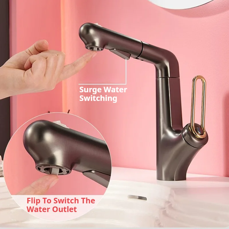 New Colorful Basin Faucets Household Lifting Pull Out Taps Hot and Cold Bathroom Cabinet Wash Basin Faucet Bathroom Accessories