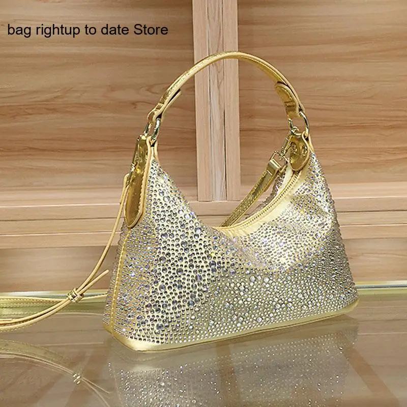 Autumn Simple Pure Color Niche High-End Exquisite Rhinestone Hand-Held Single Shoulder Underarm Bag for Women