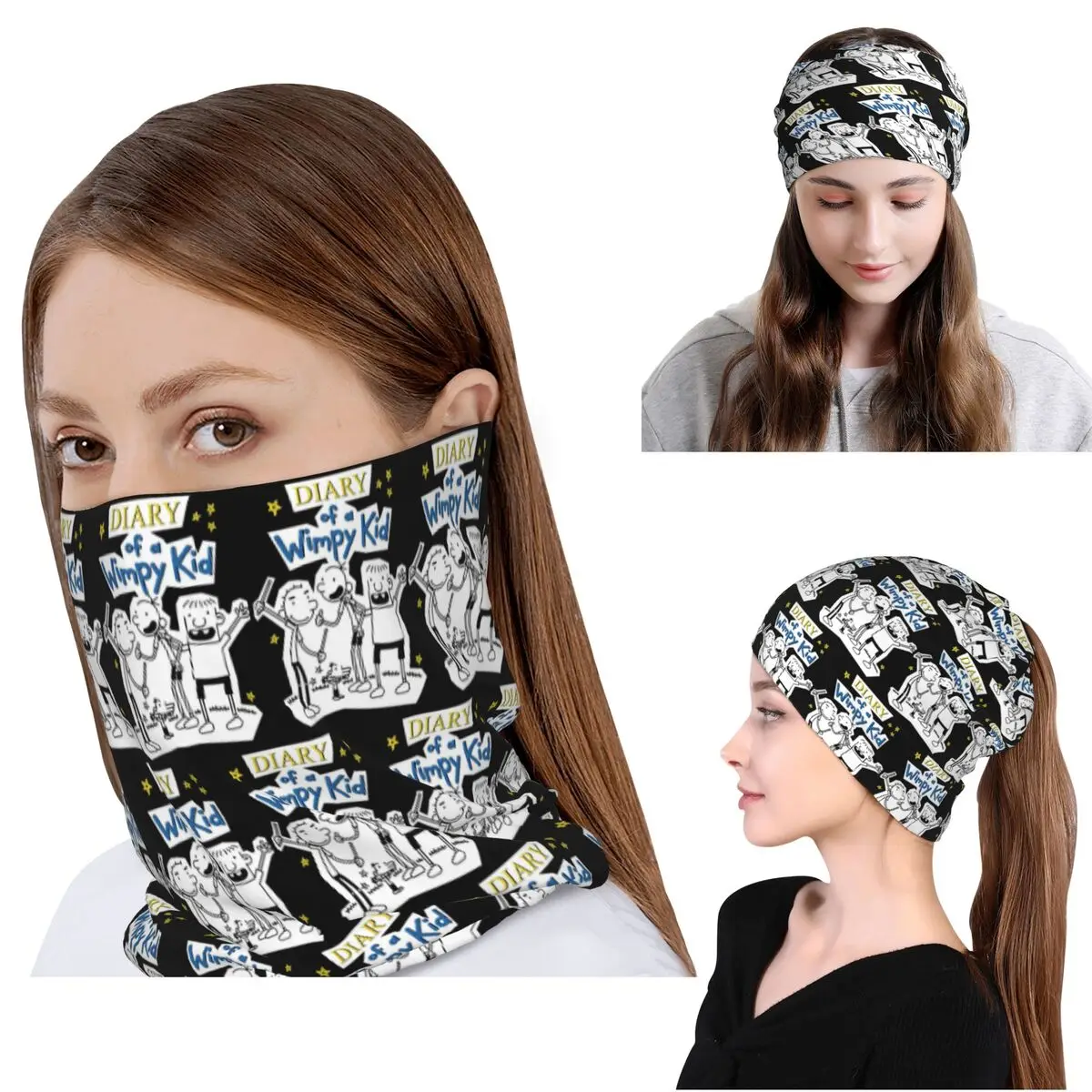 Diary Of A Wimpy Kid Group Bandana-Halstuch, Wickelmaske, Schal, Mehrzweck-Kopfbedeckung, Mütze, Unisex, für Erwachsene, atmungsaktiv