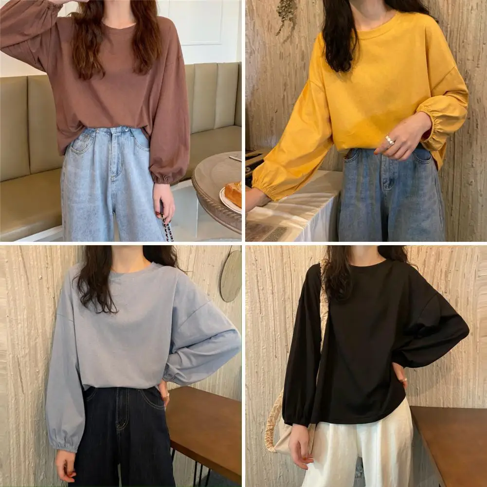 

Spring Summer Fashion Solid Color Slash Neck Long Sleeve T-Shirts Ladies Simplicity Slim Thin Top Women Clothing Pullover Tops