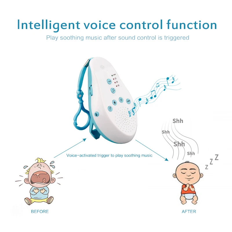 Instrumento infantil para dormir, novo estilo, máquina inteligente de ruído branco, sono com 6 sons calmantes, desligamento automático, música, instrumento de auxiliares para dormir