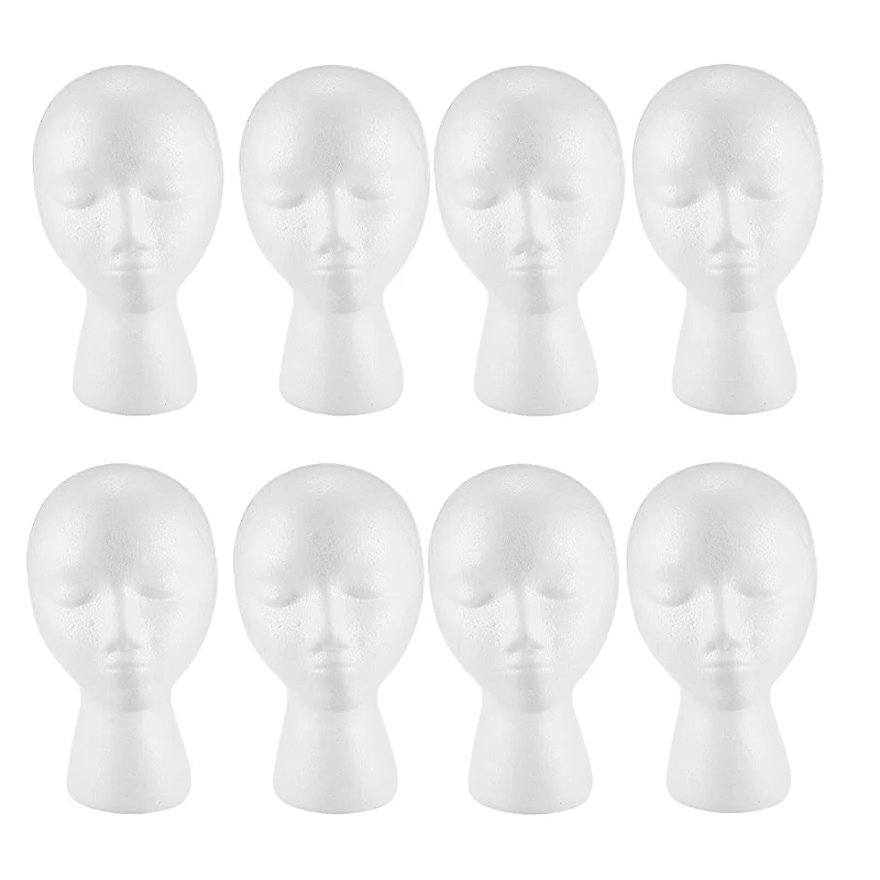 

【STOKED】8X Foam Mannequin Wig Head Display Hat Cap Wig Holder White Foam Head