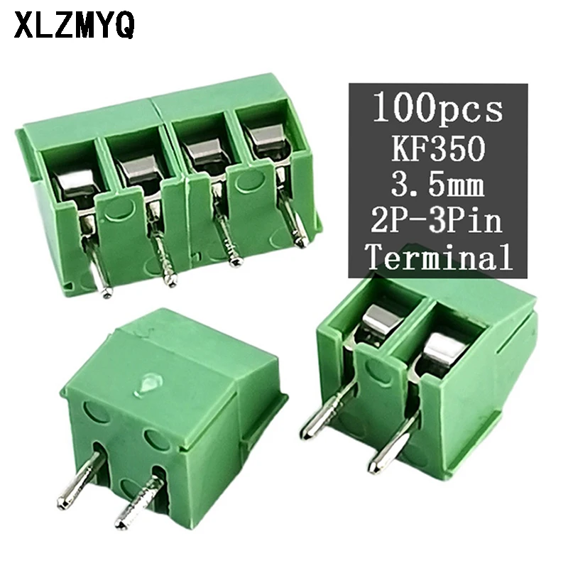 

100pcs Terminals KF350-2P KF350-3P 3.5mm KF350 2 Pin Green Connect Terminal Screw Terminal Splice Connector Diy Electronic Kit