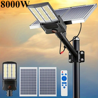 8000W Solar Street Lights Outdoor Commercial Parking Lot Light Dusk to Dawn Solar Security Flood Lights Solar Lamp for Yard Road